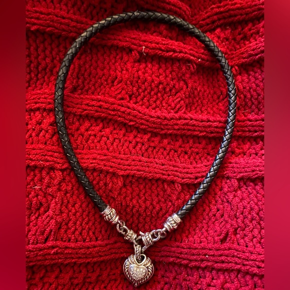 Judith Ripka Jewelry - SALE🥂Judith Ripka sterling silver diamonique leather corded necklace/choker